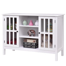 Load image into Gallery viewer, White Wood 43-inch TV Stand with Glass Panel Doors