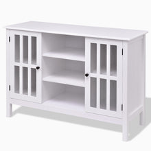Load image into Gallery viewer, White Wood 43-inch TV Stand with Glass Panel Doors