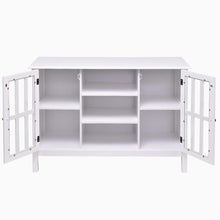 Load image into Gallery viewer, White Wood 43-inch TV Stand with Glass Panel Doors