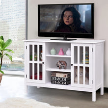 Load image into Gallery viewer, White Wood 43-inch TV Stand with Glass Panel Doors