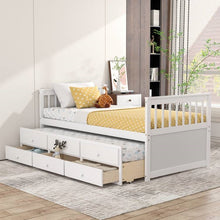 Load image into Gallery viewer, Twin Captains Bed with Pull Out Trundle and Storage Drawers in White Wood Finish