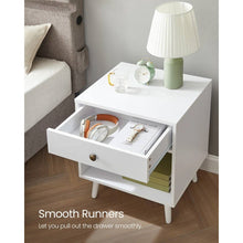 Load image into Gallery viewer, Mid-Century Modern Bedroom 1-Drawer Nightstand End Table in White Wood Finish