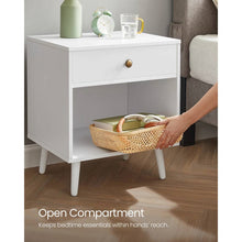 Load image into Gallery viewer, Mid-Century Modern Bedroom 1-Drawer Nightstand End Table in White Wood Finish