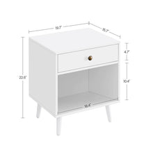 Load image into Gallery viewer, Mid-Century Modern Bedroom 1-Drawer Nightstand End Table in White Wood Finish