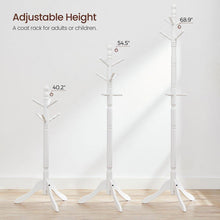 Load image into Gallery viewer, Solid Wood Coat Rack in White Finish with 10 Hooks