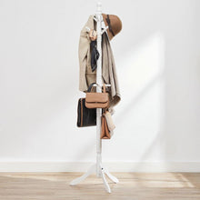 Load image into Gallery viewer, Solid Wood Coat Rack in White Finish with 10 Hooks