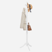 Load image into Gallery viewer, Solid Wood Coat Rack in White Finish with 10 Hooks