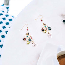 Load image into Gallery viewer, Rainbow Gemstone Waterfall Earrings