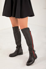 Load image into Gallery viewer, The Gallant Black Leather Knee-High Boot