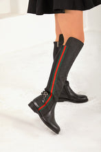 Load image into Gallery viewer, The Gallant Black Leather Knee-High Boot