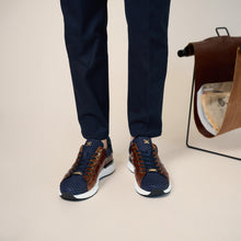 Load image into Gallery viewer, The Caesars Navy &amp; Tan Leather Men Sneaker