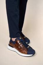 Load image into Gallery viewer, The Caesars Navy &amp; Tan Leather Men Sneaker
