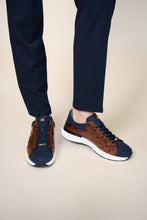 Load image into Gallery viewer, The Caesars Navy &amp; Tan Leather Men Sneaker