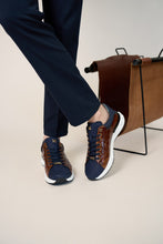 Load image into Gallery viewer, The Caesars Navy &amp; Tan Leather Men Sneaker