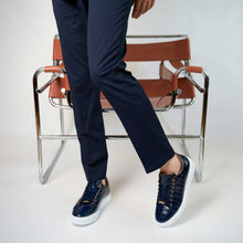 Load image into Gallery viewer, The Dublin Blue Leather Men Sneaker