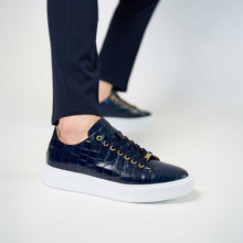 Load image into Gallery viewer, The Dublin Blue Leather Men Sneaker