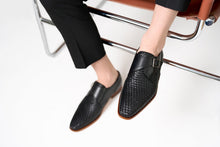 Load image into Gallery viewer, The Rolls  Woven Black Leather Single Monk Strap  Handmade Men Shoe