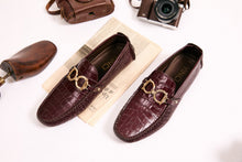 Load image into Gallery viewer, The Pisa Burgundy Leather Bit Drive Loafer Men Shoe