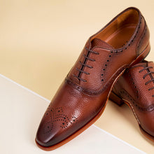 Load image into Gallery viewer, The Draco Handmade Tan Semi Brogue Oxford Men Shoe