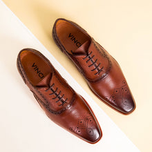 Load image into Gallery viewer, The Draco Handmade Tan Semi Brogue Oxford Men Shoe