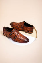 Load image into Gallery viewer, The Turan Brown Woven Double Monk Strap Dress Men Shoe