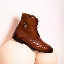 Load image into Gallery viewer, The Zeus Brown Leather Lace-Up Men Boot with a Zipper