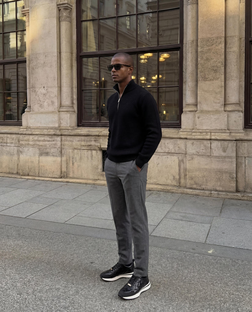 The Veneto Black Leather Men Sneaker