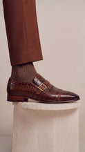 Load image into Gallery viewer, The Strat Single Monk Strap Cap Toe Brown Leather Handmade Men Shoe