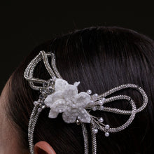 Load image into Gallery viewer, White Crystal &amp; Pearl  Hair Comb