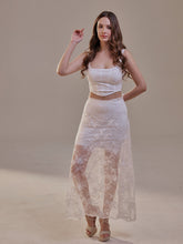 Load image into Gallery viewer, White Lace A-Line Skirt – Long Sheer Full Skirt