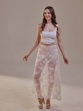 Load image into Gallery viewer, White Lace A-Line Skirt – Long Sheer Full Skirt