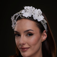 Load image into Gallery viewer, White Sequin Floral Hair Band