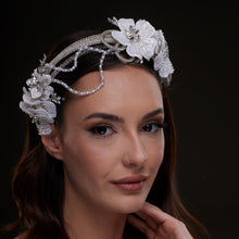 Load image into Gallery viewer, White Sequin Floral Hair Band