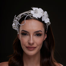 Load image into Gallery viewer, White Sequin Floral Hair Band