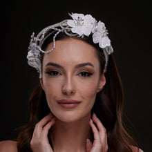 Load image into Gallery viewer, White Sequin Floral Hair Band