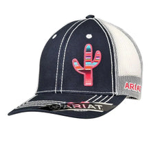 Load image into Gallery viewer, ARIAT Offset Striped Cactus (Navy/White) - Trucker Cap