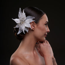 Load image into Gallery viewer, Large White Flower Bridal Hair Comb