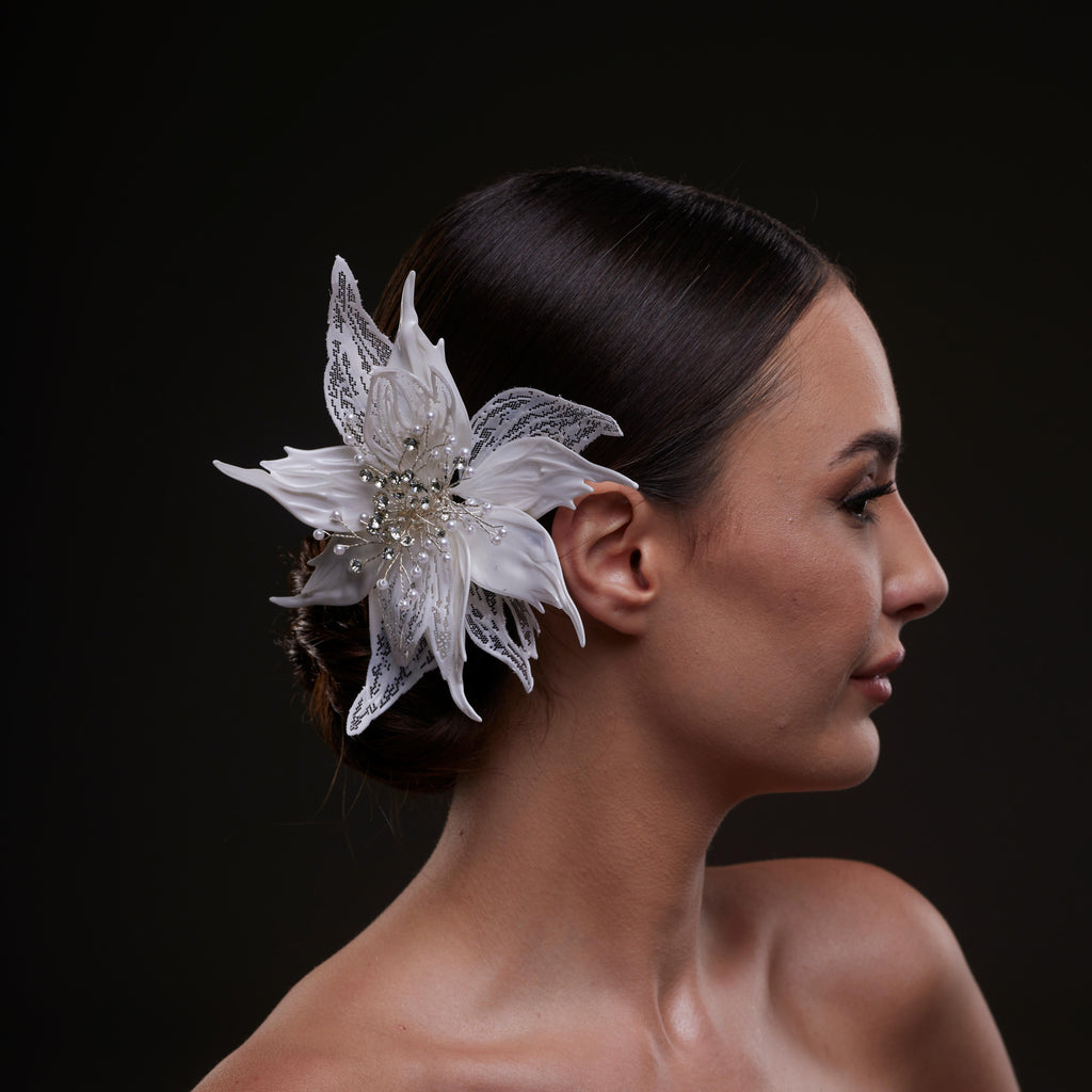 Large White Flower Bridal Hair Comb
