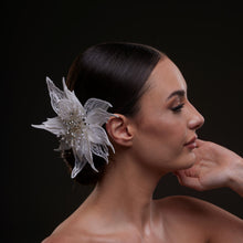 Load image into Gallery viewer, Large White Flower Bridal Hair Comb