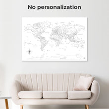 Load image into Gallery viewer, World Map on Canvas - White