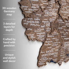 Load image into Gallery viewer, 3D Germany Wooden Map Dark Walnut