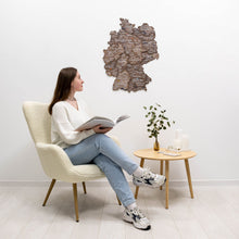 Load image into Gallery viewer, 3D Germany Wooden Map Dark Walnut