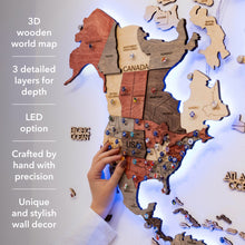 Load image into Gallery viewer, 3D LED Wooden World Map 3.0 Fusion