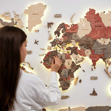 Load image into Gallery viewer, 3D LED Wooden World Map 3.0 Fusion