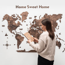 Load image into Gallery viewer, Wooden Map Quote Sign - Dark Walnut