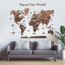 Load image into Gallery viewer, Wooden Map Quote Sign - Dark Walnut