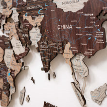 Load image into Gallery viewer, 3D LED / LUMINOUS Wooden World Map 3.0 Cappuccino