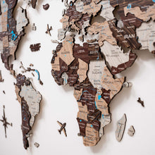 Load image into Gallery viewer, 3D LED / LUMINOUS Wooden World Map 3.0 Cappuccino
