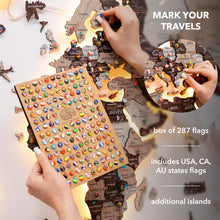 Load image into Gallery viewer, 3D LED / LUMINOUS Wooden World Map 3.0 Cappuccino