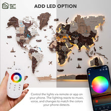 Load image into Gallery viewer, 3D LED / LUMINOUS Wooden World Map 3.0 Cappuccino